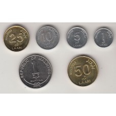 набор монет (1,5,10,25,50 лари, 1 руфия), Мальдивы, 2012