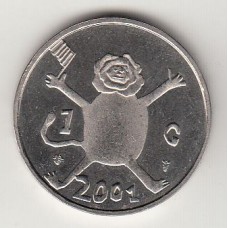 монета 1 гульден, Нидерланды, 2001	год , стоимость , цена