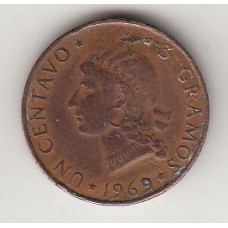 монета 1 сентаво, Доминиканская Республика, 1969	год, стоимость , цена