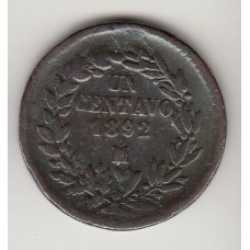 монета 1 сентаво, Мексика, 1892	год , стоимость , цена
