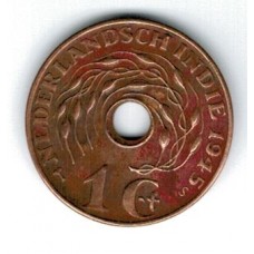 монета 1 цент, Нидерландская Индия, 1945	год, стоимость , цена