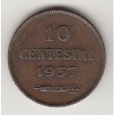 монета 10 чентезимо, Сан-Марино, 1937	год , стоимость , цена