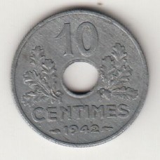 монета 10 сантимов, Франция, 1942	год , стоимость , цена