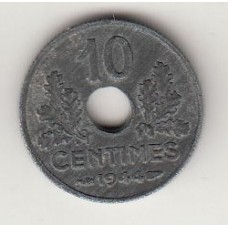 монета 10 сантимов, Франция, 1944 (малый размер)	год , стоимость , цена