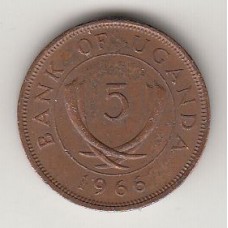 монета 5 центов, Уганда, 1966	год , стоимость , цена