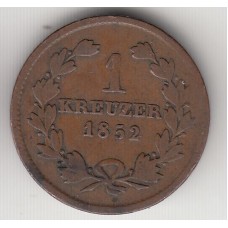 1 крейцер, Баден, 1852