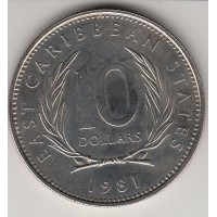 10 долларов, Британские Восточно-Карибские территории, 1981