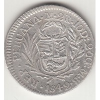2 реала, Перу, 1842