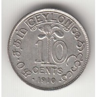 10 центов, Цейлон, 1910