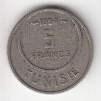 5 франков, Тунис, 1954
