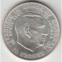 10 серебряных крон. Дания, 1972