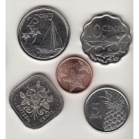набор монет, 1-25 центов (5 монет), Багамы, 2010