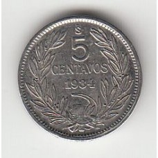 5 сентаво, Чили, 1934